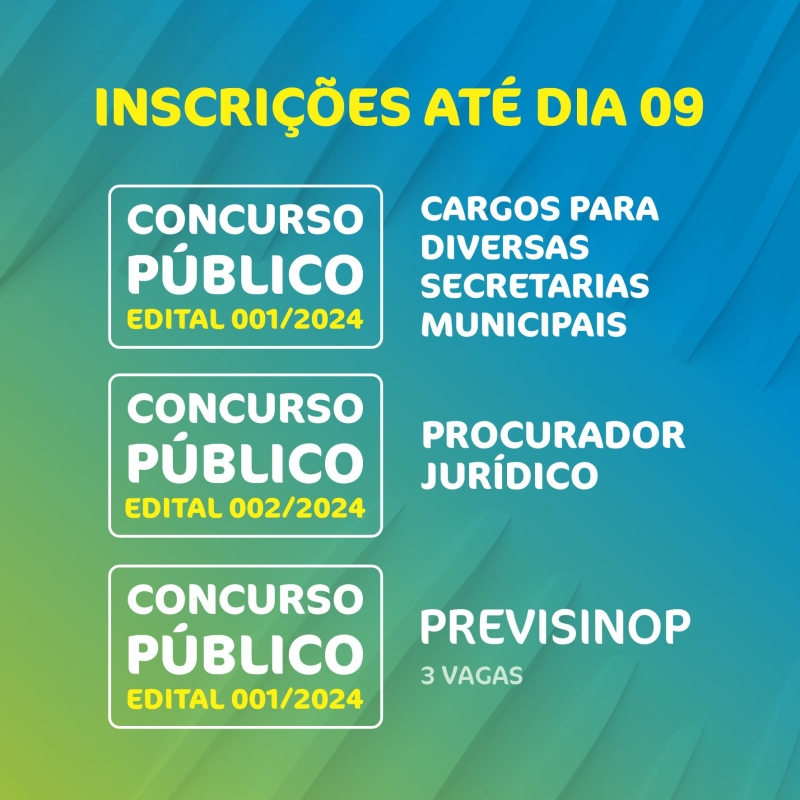 Sinop - últimos dias de inscrição para concursos que oferecem 658 vagas