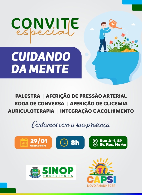 Janeiro Branco: CAPSi promove evento Cuidando da Mente aberto à população