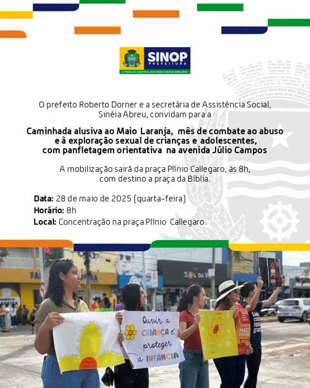 Maio Laranja: caminhada com panfletagem orientativa será amanhã  quarta feira dia 28