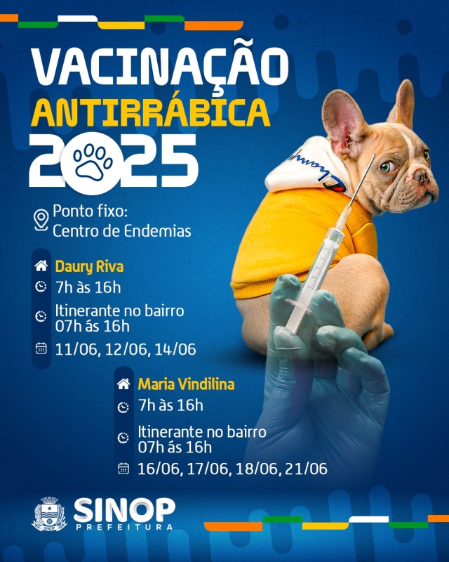 Centro de Endemias inicia campanha de vacinação antirrábica em Sinop veja o cronograma