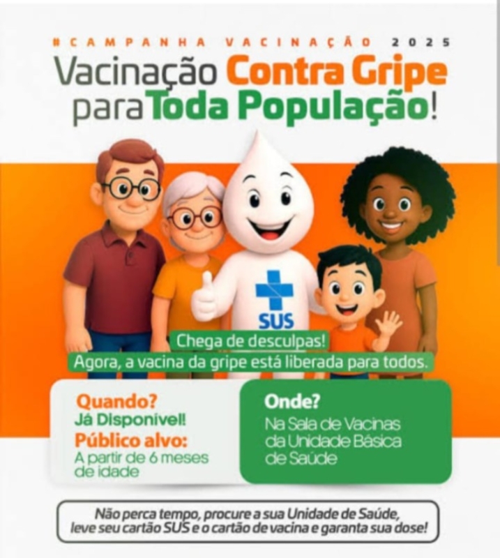 Vacina contra gripe está liberada, a partir de hoje (01), para toda população acima de 6 meses