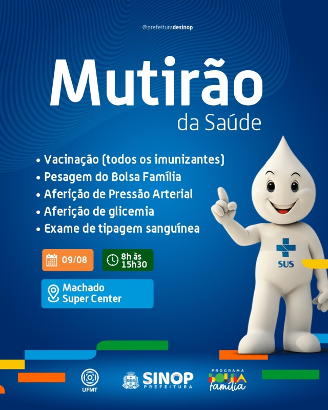 Prefeitura realiza sábado (09) mutirão itinerante da saúde em Sinop