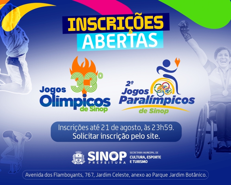 Prefeitura de Sinop abre inscrições para o 33º Jogos Olímpicos e o 2º Jogos Paralímpicos