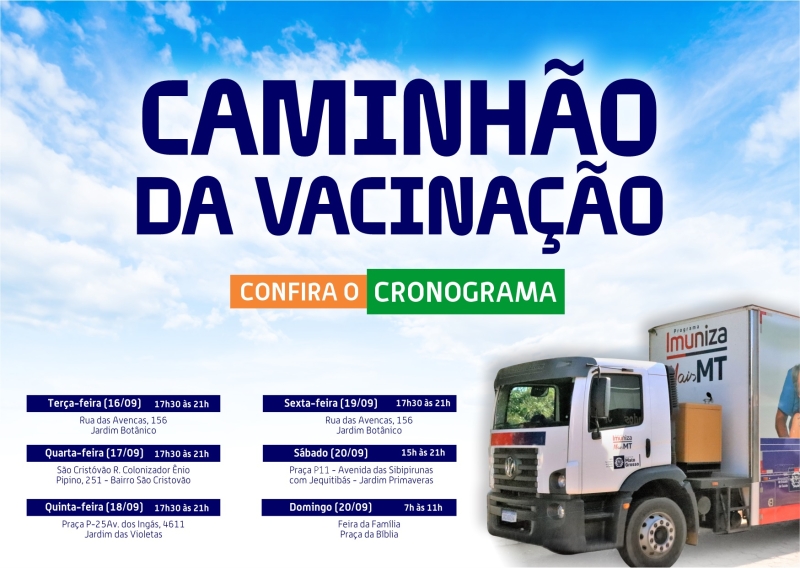 Caminhão da vacinação percorrerá cinco bairros de Sinop essa semana