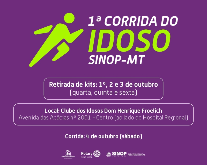 Corrida do idoso contará com 450 participantes; entrega de kits acontece esta semana