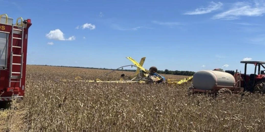 Piloto morre após queda de avião agrícola em fazenda a 40 km de Lucas do Rio Verde