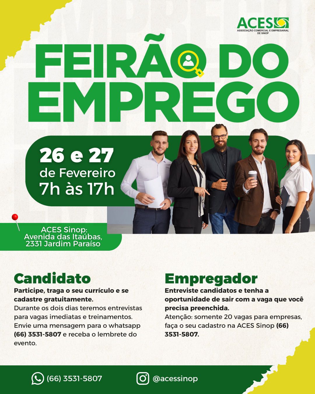 ACES Sinop realiza 1º Feirão de Empregos com entrevistas e contratações imediatas