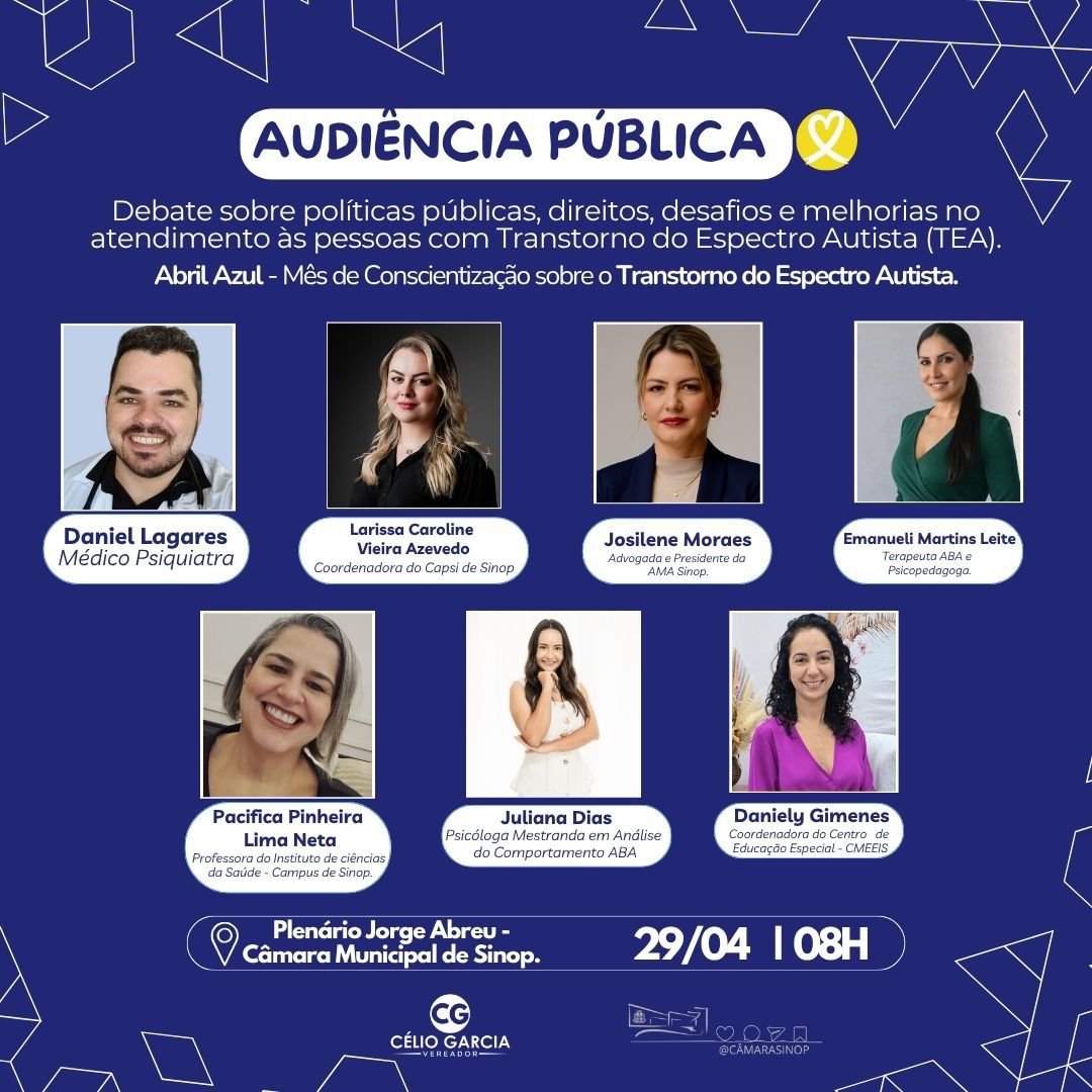 Audiência pública em Sinop vai debater políticas e atendimento às pessoas com autismo