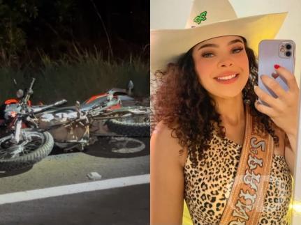 HOMEM FICOU FERIDO:  Rainha de rodeio morre durante acidente de moto